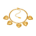 Gold Heart Charm Bracelet Pendant Rolo Chain Stainless Steel view 5