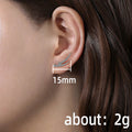 Silver Dual Curved Prong CZ Ear Climber Stud Earrings view 4