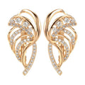 Gold Tone Wing Leaf Pave Clear CZ Ear Clip Earrings view 5