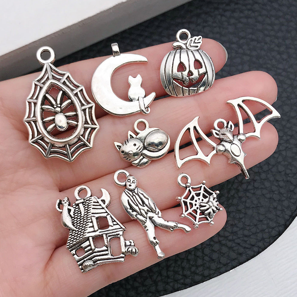 Zinc Alloy Halloween Pumpkin Bat Magic Hat Charm Pendant for DIY Bracelet Necklace
