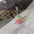 Flocked Pink Strawberry Phone Strap and Lobster-Clasp Charms view 5