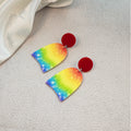 Acrylic Rainbow Arch Dangle Earrings Multicolor Studs view 6