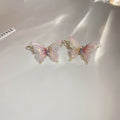 Pastel Iridescent Butterfly Stud Earrings Polished Metal Jewelry view 6