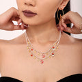 Pearl Christmas Charm Necklace and Bracelet in Gold Tone view 3