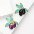 Double Olive Enamel Brooch With Turquoise Leaves in Two Colors view 1