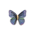 Blue Embroidered Thread Butterfly Brooch Gold Body view 5