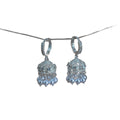 Crystal Bell Drop Huggie Earrings With Pearl Fringe view 5