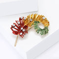 Multicolor Curved Feather Brooch With White Pearl Accents view 3