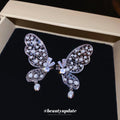 Crystal Butterfly Ear Cuff With Pearl Drop In Silver Tone view 4