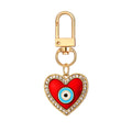 Twelve Piece Gold Tone Heart and Round Evil Eye Clip Keychain Set view 5