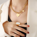 Chunky Curb Toggle Necklace Heart Love You More Disc Charm view 4