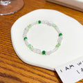 Green Clear White Mixed Bead Stretch Bracelet Cube view 4