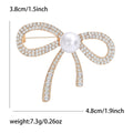 Crystal Ribbon Bow Brooch With Central Faux Pearl Accent view 7