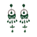 Heart Crystal Teardrop Chandelier Stud Earrings with Polished Metal Details view 5