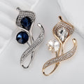 Blue Flower Crystal Two Designs Metal Brooch Pin 3 x 6 cm view 5