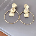 Silver Tone Disc and Wire Circle Statement Earrings view 6