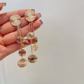 Layered Gold Tone Textured Round Disc Cascade Drop Earrings view 2
