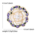 Shell Flower Crystal Brooch in Detailed Metal and Crystal Design view 6