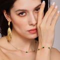Green Zircon Station Necklace Bracelet Gold Or Steel Stainless view 2
