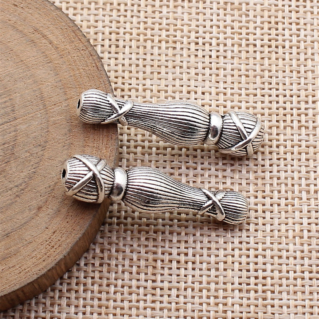 34x9x8.2mm 5.3g Antique Silver Zinc Alloy Gourd Head Small Hole Spacer Beads for DIY Jewelry Making