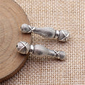 Antique Silver Ribbed Long Spacer Bead Jewelry Making Component view 2