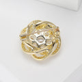 Round Crystal Flower Brooch with Layered Petals Decorative Metal Pin view 3