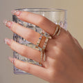 Open Stainless Steel Zircon Heart Wave and Geometric Bypass Rings view 4