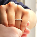 Clear Stone Channel Slim Band Ring In Polished Silver Tone view 3