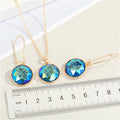 Gold Tone Round Druzy Necklace and Long Hook Earring Options view 5