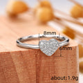 Silver Heart Pavé Clear Stone Slim Band Finger Ring view 4