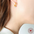 Gold Steel Mini Hoop Earrings Clear Round Drop Stone view 3