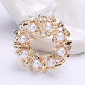 Pearl and Crystal Floral Wreath Brooch Decorative Clothing Pin view 6