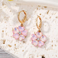 Gold Tone Iridescent Crystal Flower Huggie Drop Earrings in Six Colors view 5