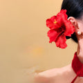 Fabric Hibiscus Flower Hair Pins Pink Red Yellow Styles view 7