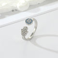 Gold and Silver Tone Crystal Hamsa Eye Adjustable Rings view 3