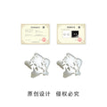 Matte Silver Stitched Star Stud Earrings Openwork Design view 3