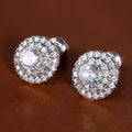 Round Cluster Stud Earrings with Layered White Stones view 2