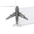 Crystal Airplane Brooch With Iridescent Shell Inlay Wings view 1