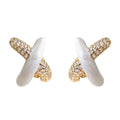 Gold-Tone Cross Studs White Enamel and Clear Pavé Stones view 5