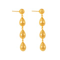 Gold And Steel Teardrop Dangle Earrings Three Drop Chain view 5