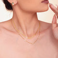 Five Star Zircon Station Necklace And Snake Chain Gold Steel view 2