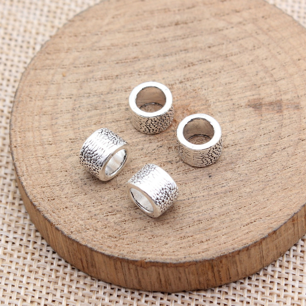 8.6x8.6x6.6mm 1.1g Multicolor Zinc Alloy Pitted Tube Large Hole Spacer Beads for DIY Jewelry Making