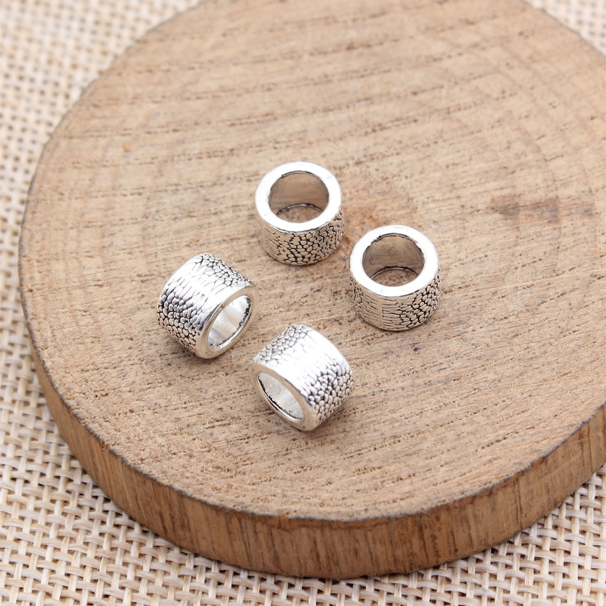 8.6x8.6x6.6mm 1.1g Multicolor Zinc Alloy Pitted Tube Large Hole Spacer Beads for DIY Jewelry Making