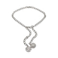 Silver Tone Double Chain Necklace With Round Disc Drops view 5