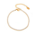Zircon Tennis Bracelets Gold Steel Lobster Clasp Extension Chain view 5