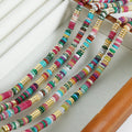 Multicolor Flat Disc Stone Bead Necklace Gold Spacers view 2
