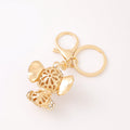 Rhinestone Baby Elephant Keychain Gold Tone Clasp Ring view 2