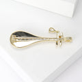 Pearlescent Chinese Lute Brooch Pin with Crystal Accents view 3