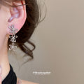 Silver Open Flower Linear Clip On Earrings Statement Jewelry Design view 3