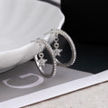 Silver Clear Stone Hoop and Star Chain Dangle Earrings view 3